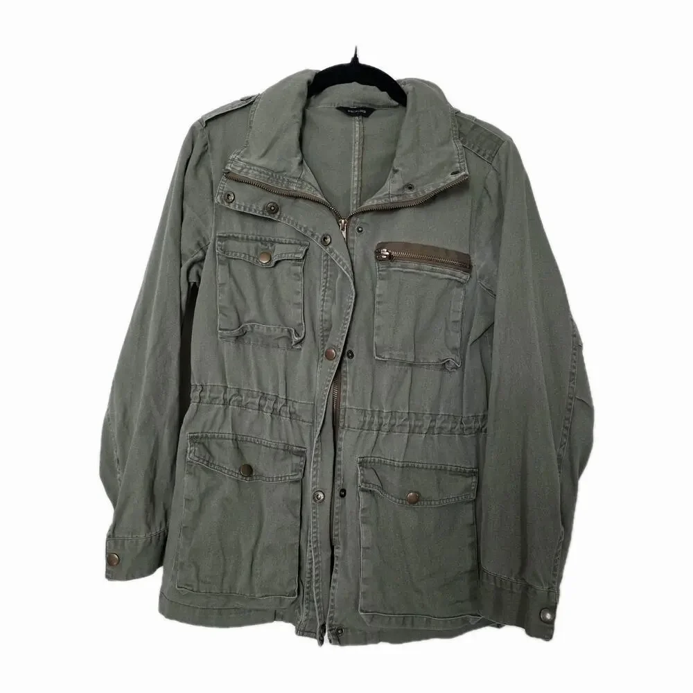 Escalier Army Green Military Utility Jacket Women S Pockets Gorpcore Boho Hooded